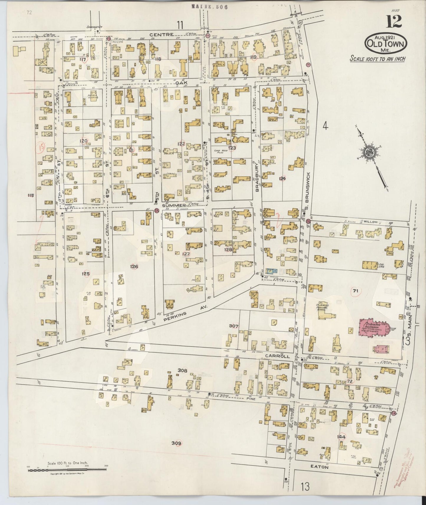 Sanborn Fire Insurance Map from Old Town, Penobscot County, Maine (1948), Sheet #0012 - Complete Map Set gallery image, historic Sanborn map, vintage wall art, Maine Maine