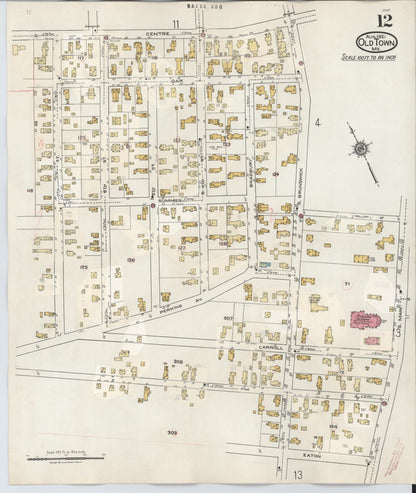 Sanborn Fire Insurance Map from Old Town, Penobscot County, Maine (1948), Sheet #0012 - Complete Map Set gallery image, historic Sanborn map, vintage wall art, Maine Maine