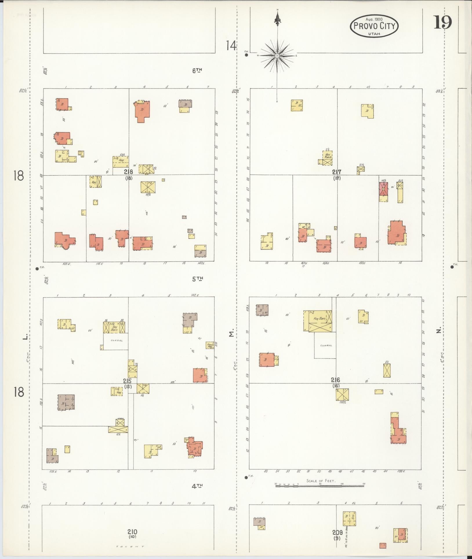 Sanborn Fire Insurance Map from Provo, Utah County, Utah (1900), Sheet #0019 - Complete Map Set gallery image, historic Sanborn map, vintage wall art, Provo Utah