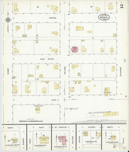 Sanborn Fire Insurance Map from Weimar, Colorado County, Texas (1912), Sheet #0002 - Complete Map Set gallery image, historic Sanborn map, vintage wall art, Weimar Colorado