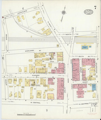 Sanborn Fire Insurance Map from Natick, Middlesex County, Massachusetts (1915), Sheet #0007 - Complete Map Set gallery image, historic Sanborn map, vintage wall art, Massachusetts Massachusetts