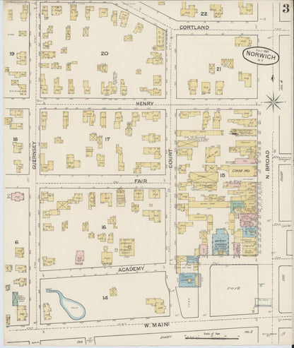 Sanborn Fire Insurance Map from Norwich, Chenango County, New York (1887), Sheet #0003 - Complete Map Set gallery image, historic Sanborn map, vintage wall art, New York New York