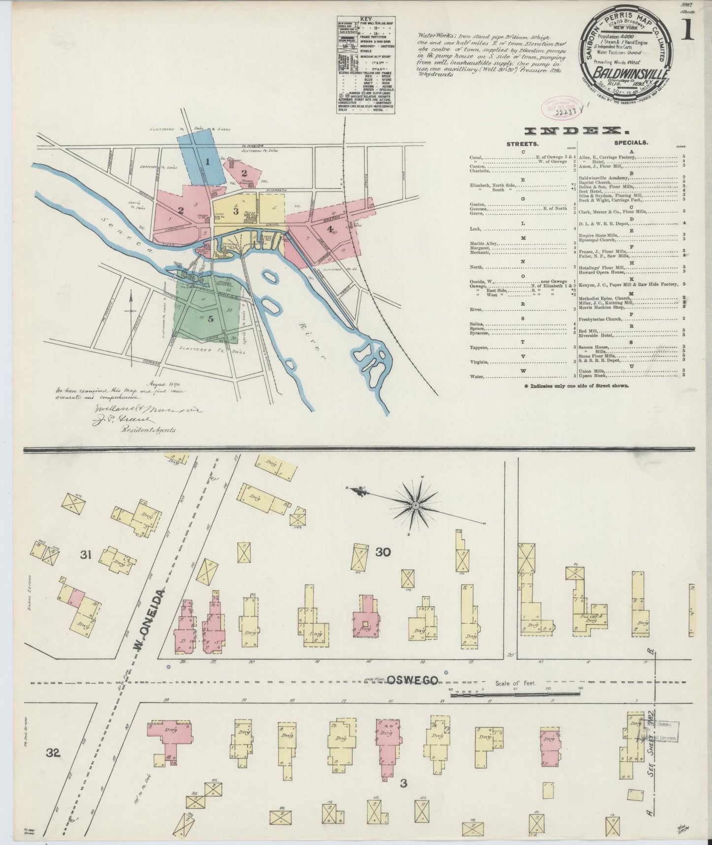 Sanborn Fire Insurance Map from Baldwinsville, Onondaga County, New York. (1890) – Historic Sanborn Fire Insurance Map Print
