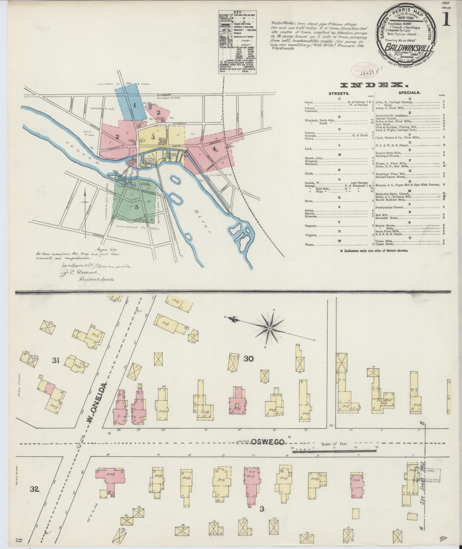 Sanborn Fire Insurance Map from Baldwinsville, Onondaga County, New York. (1890) – Historic Sanborn Fire Insurance Map Print