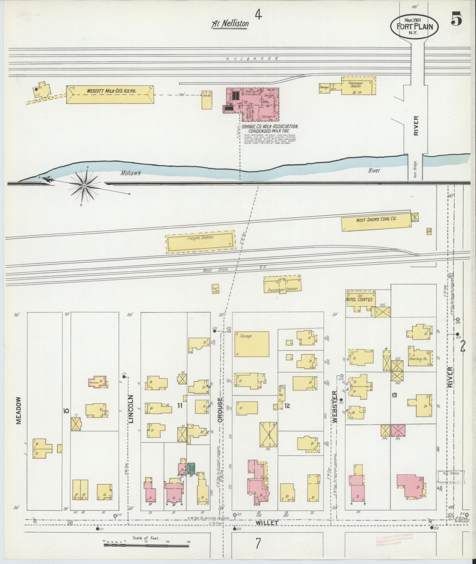 Sanborn Fire Insurance Map from Fort Plain, Montgomery County, New York (1901), Sheet #0005 - Complete Map Set gallery image, historic Sanborn map, vintage wall art, New York New York