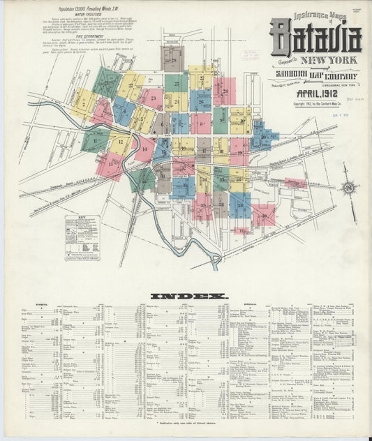 Sanborn Fire Insurance Map from Batavia, Genesee County, New York. (1912) – Historic Sanborn Fire Insurance Map Print