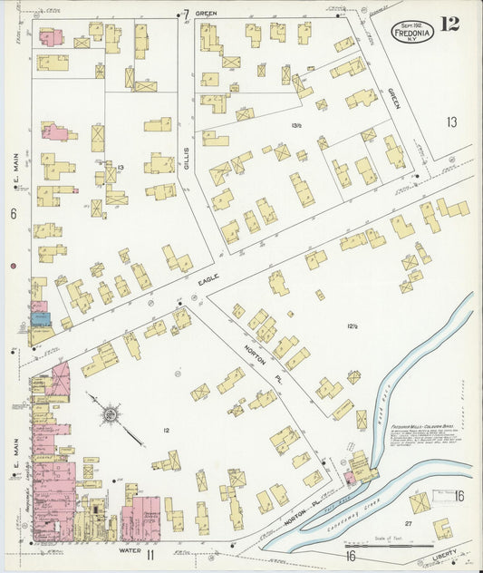 Sanborn Fire Insurance Map from Fredonia, Chautauqua County, New York (1912), Sheet #0012 - Historic Sanborn Fire Insurance Map Print, vintage old map wall art, antique decor, genealogy gift, New York New York map