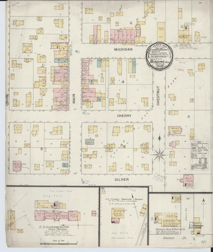 Sanborn Fire Insurance Map from Reading, Hillsdale County, Michigan (1893), Sheet #0001 - Historic Sanborn Fire Insurance Map Print, vintage old map wall art, antique decor, genealogy gift, Michigan Michigan map