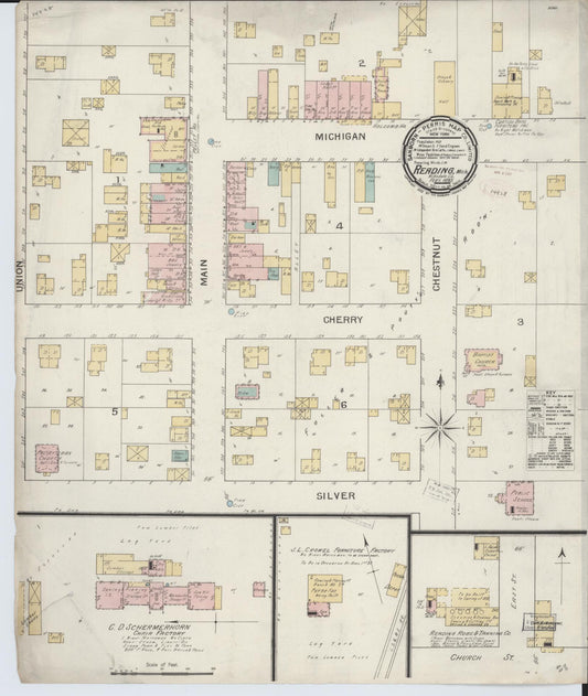 Sanborn Fire Insurance Map from Reading, Hillsdale County, Michigan (1893), Sheet #0001 - Historic Sanborn Fire Insurance Map Print, vintage old map wall art, antique decor, genealogy gift, Michigan Michigan map