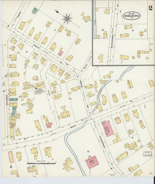 Sanborn Fire Insurance Map from Middleburgh, Schoharie County, New York (1904), Sheet #0002 - Historic Sanborn Fire Insurance Map Print, vintage old map wall art, antique decor, genealogy gift, New York New York map