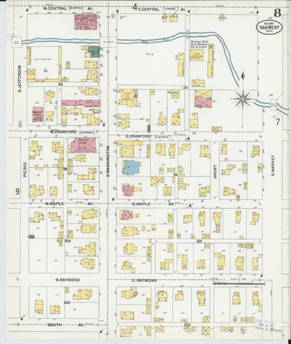Sanborn Fire Insurance Map from Van Wert, Van Wert County, Ohio (1901), Sheet #0008 - Complete Map Set gallery image, historic Sanborn map, vintage wall art, Ohio Ohio