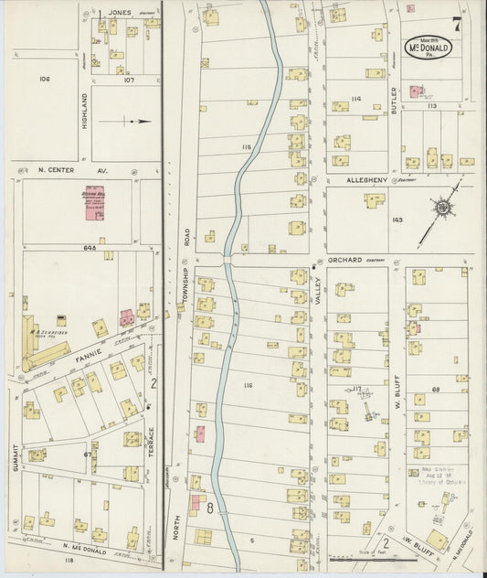 Sanborn Fire Insurance Map from McDonald, Washington County, Pennsylvania (1915), Sheet #0007 - Historic Sanborn Fire Insurance Map Print, vintage old map wall art, antique decor, genealogy gift, Pennsylvania Pennsylvania map