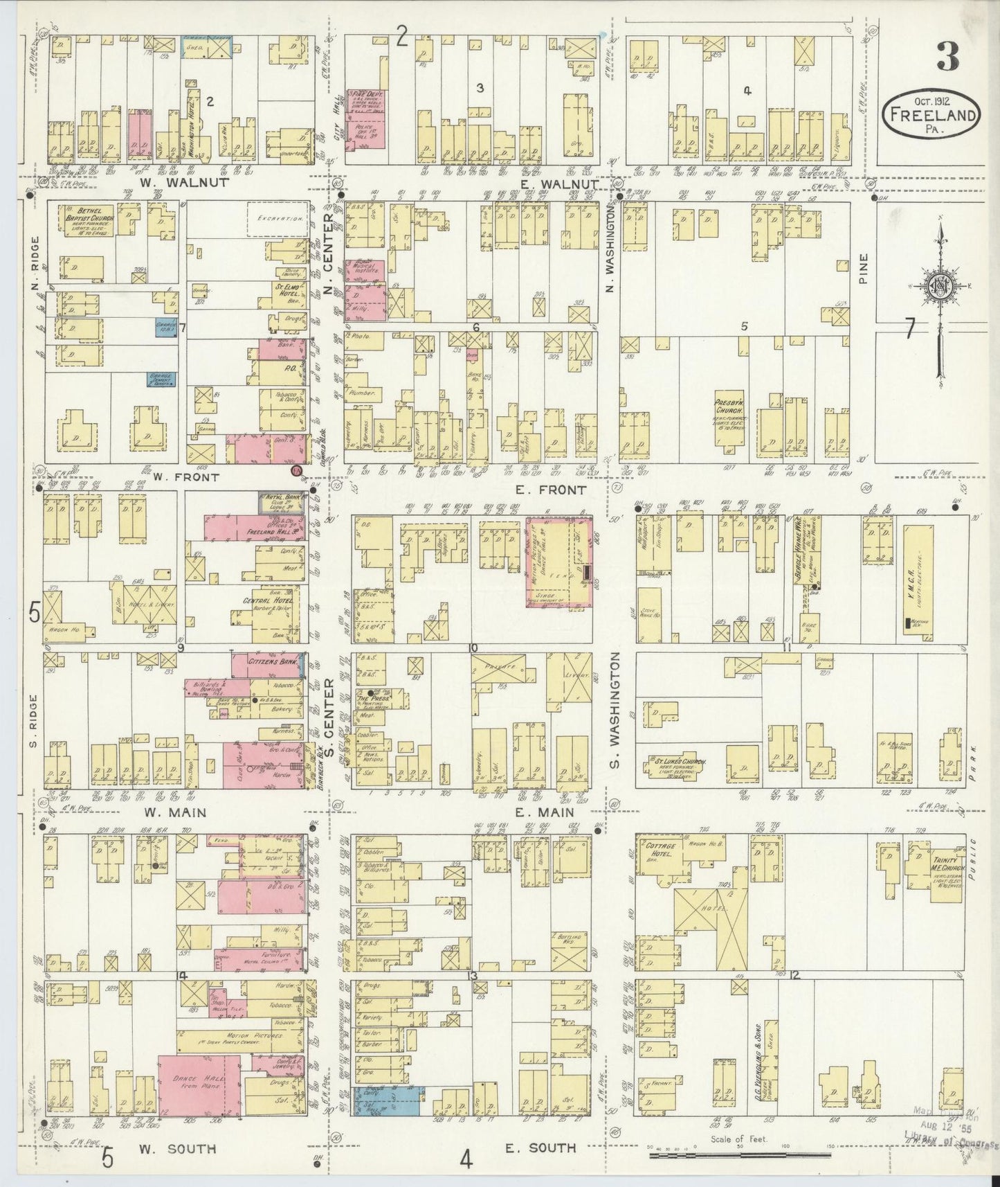 Sanborn Fire Insurance Map from Freeland, Luzerne County, Pennsylvania (1912), Sheet #0003 - Historic Sanborn Fire Insurance Map Print, vintage old map wall art, antique decor, genealogy gift, Pennsylvania Pennsylvania map
