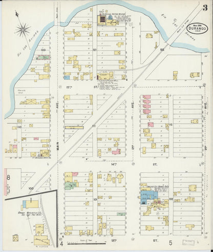 Sanborn Fire Insurance Map from Durango, La Plata County, Colorado (1898), Sheet #0003 - Complete Map Set gallery image, historic Sanborn map, vintage wall art, Colorado Colorado