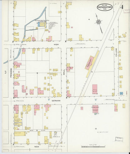 Sanborn Fire Insurance Map from Shepherdstown, Jefferson County, West Virginia (1915), Sheet #0004 - Complete Map Set gallery image, historic Sanborn map, vintage wall art, West Virginia West Virginia