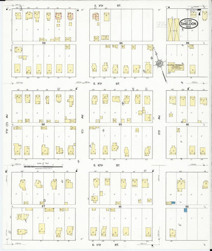 Sanborn Fire Insurance Map from Sheldon, O'Brien County, Iowa (1918), Sheet #0007 - Historic Sanborn Fire Insurance Map Print, vintage old map wall art