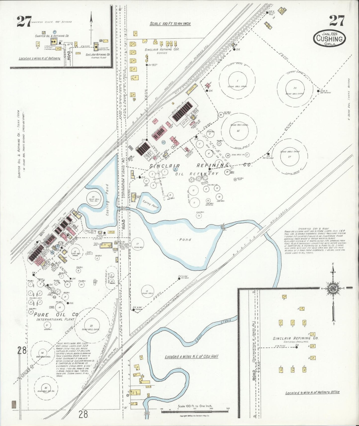 Sanborn Fire Insurance Map from Cushing, Payne County, Oklahoma (1924), Sheet #0027 - Complete Map Set gallery image, historic Sanborn map, vintage wall art, Oklahoma Oklahoma