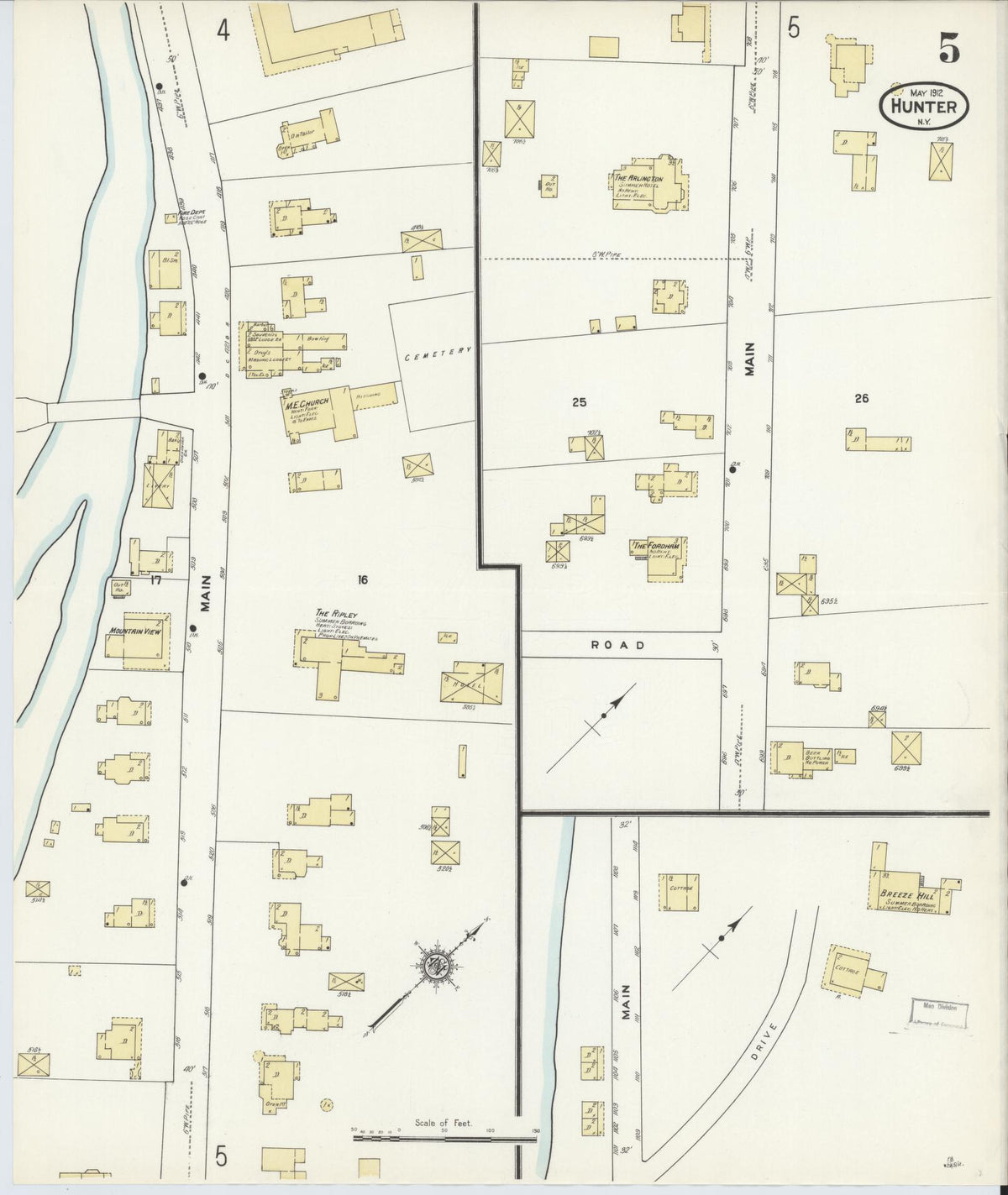 Sanborn Fire Insurance Map from Hunter, Greene County, New York (1912), Sheet #0005 - Complete Map Set gallery image, historic Sanborn map, vintage wall art, New York New York