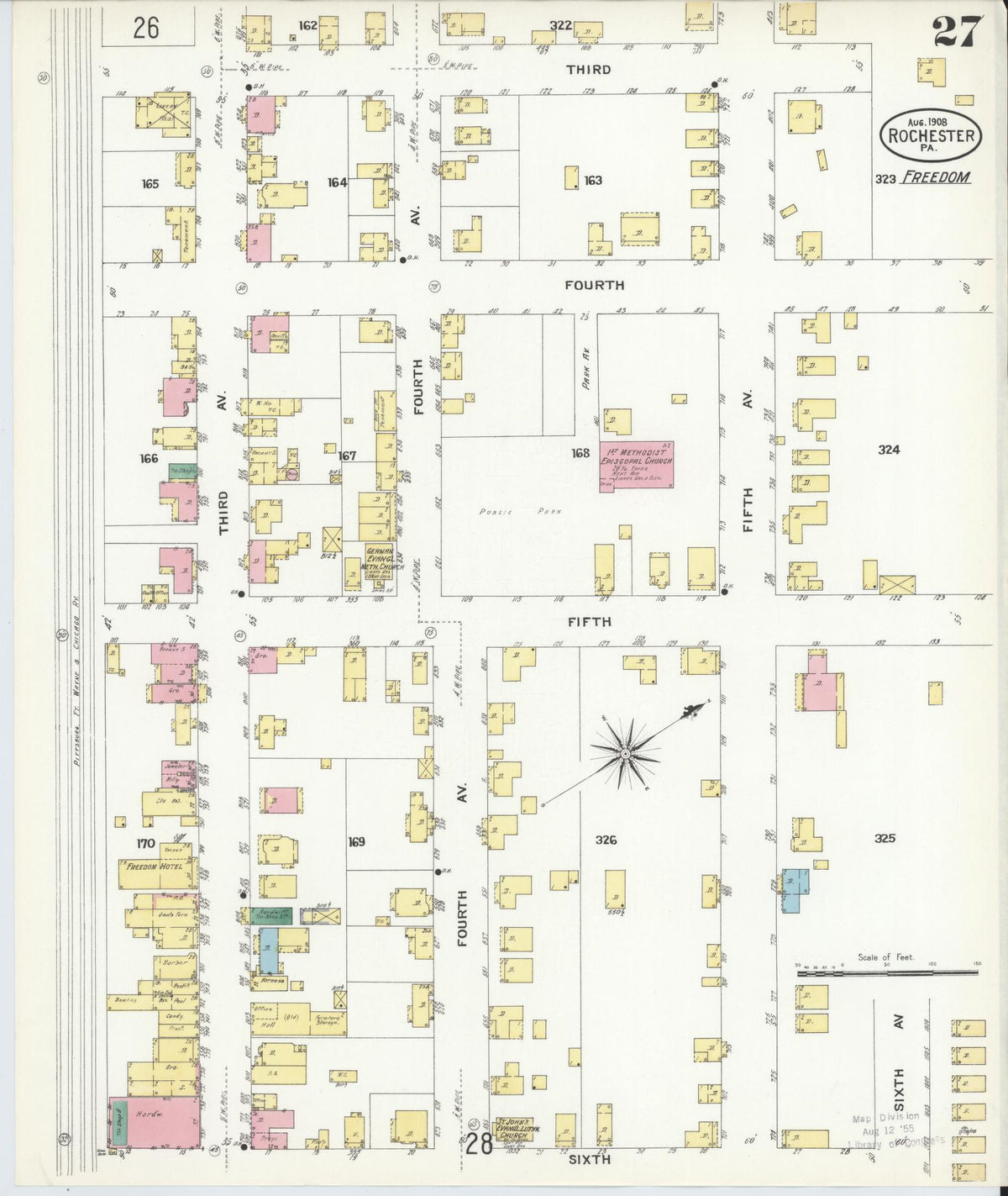 Sanborn Fire Insurance Map from Rochester, Beaver County, Pennsylvania (1908), Sheet #0026 - Complete Map Set gallery image, historic Sanborn map, vintage wall art, Pennsylvania Pennsylvania