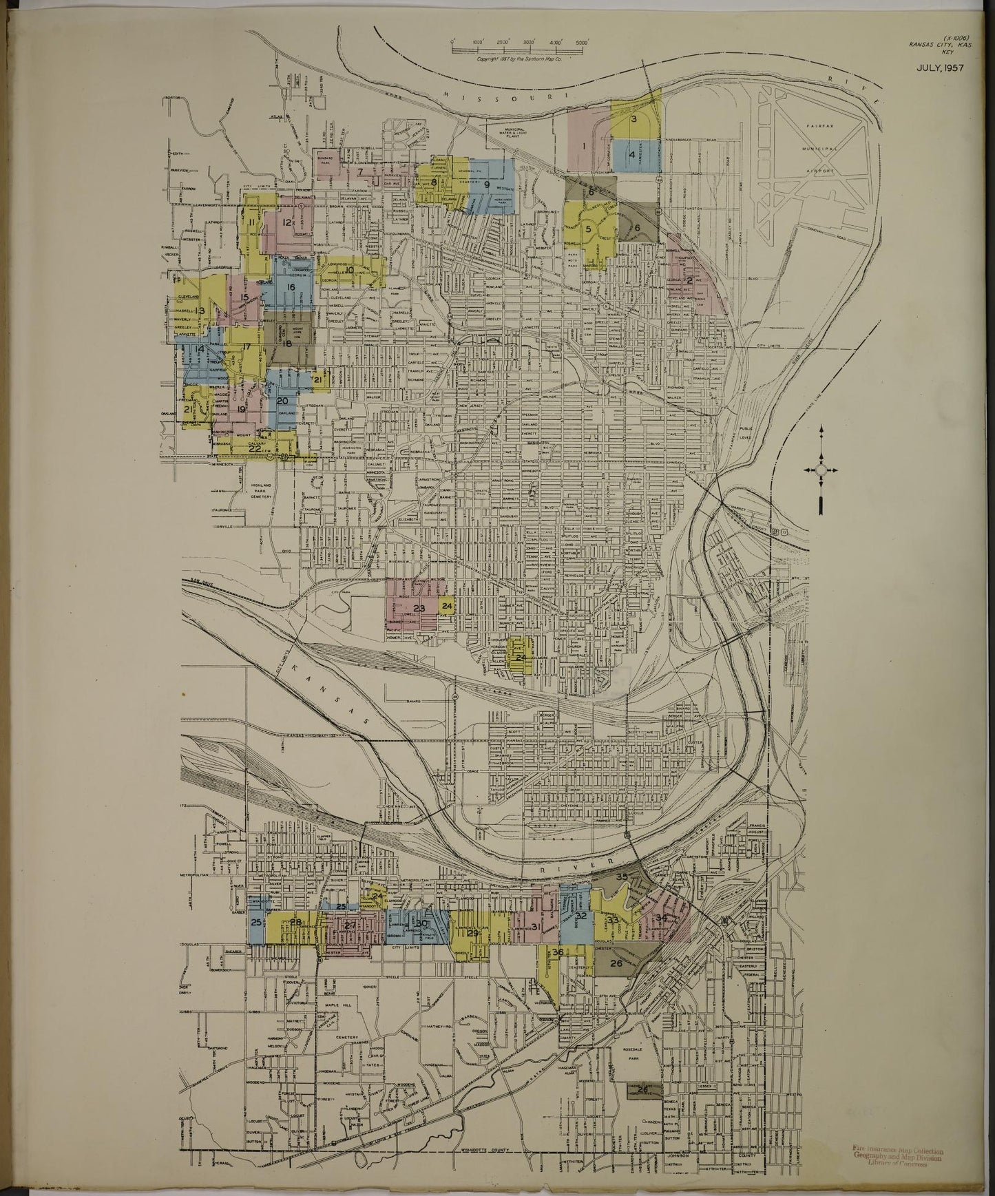 Sanborn Fire Insurance Map from Kansas City, Wyandotte County, Kansas. (1957) – Historic Sanborn Fire Insurance Map Print