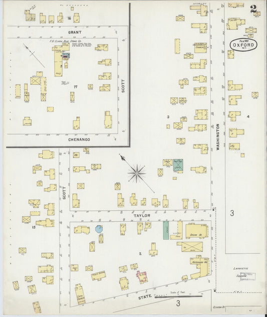 Sanborn Fire Insurance Map from Oxford, Chenango County, New York (1897), Sheet #0002 - Historic Sanborn Fire Insurance Map Print, vintage old map wall art, antique decor, genealogy gift, New York New York map