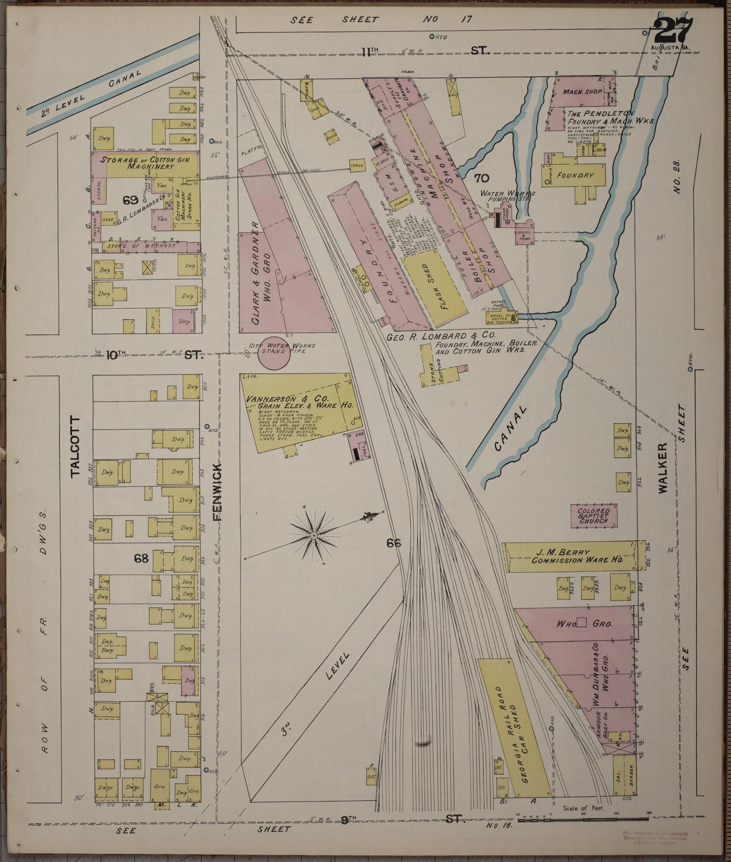 Sanborn Fire Insurance Map from Augusta, Richmond County, Georgia (1890), Sheet #0027 - Complete Map Set gallery image, historic Sanborn map, vintage wall art, Georgia Georgia