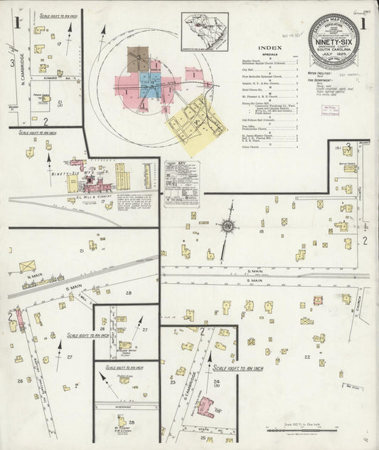 Sanborn Fire Insurance Map from Ninety Six, Greenwood County, South Carolina. (1925) – Historic Sanborn Fire Insurance Map Print