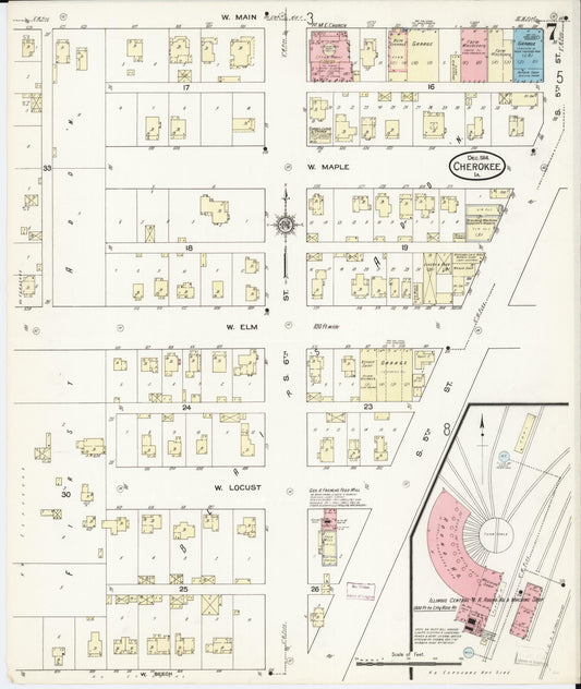 Sanborn Fire Insurance Map from Cherokee, Cherokee County, Iowa (1914), Sheet #0007 - Historic Sanborn Fire Insurance Map Print, vintage old map wall art