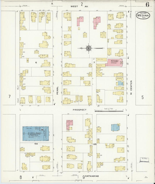 Sanborn Fire Insurance Map from Medina, Orleans County, New York (1909), Sheet #0006 - Historic Sanborn Fire Insurance Map Print, vintage old map wall art, antique decor, genealogy gift, New York New York map