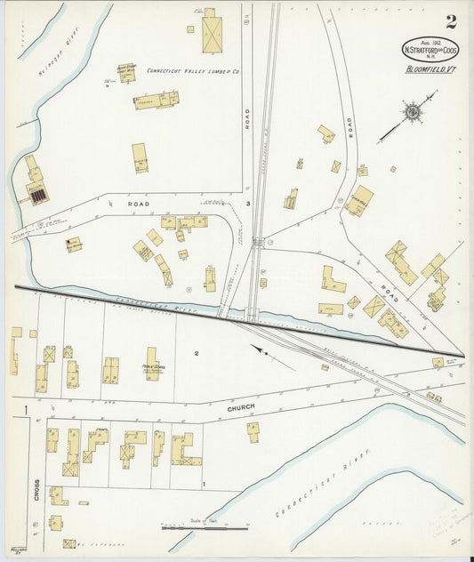 Sanborn Fire Insurance Map from North Stratford, Coos County, New Hampshire (1912), Sheet #0002 - Historic Sanborn Fire Insurance Map Print, vintage old map wall art, antique decor, genealogy gift, New Hampshire New Hampshire map