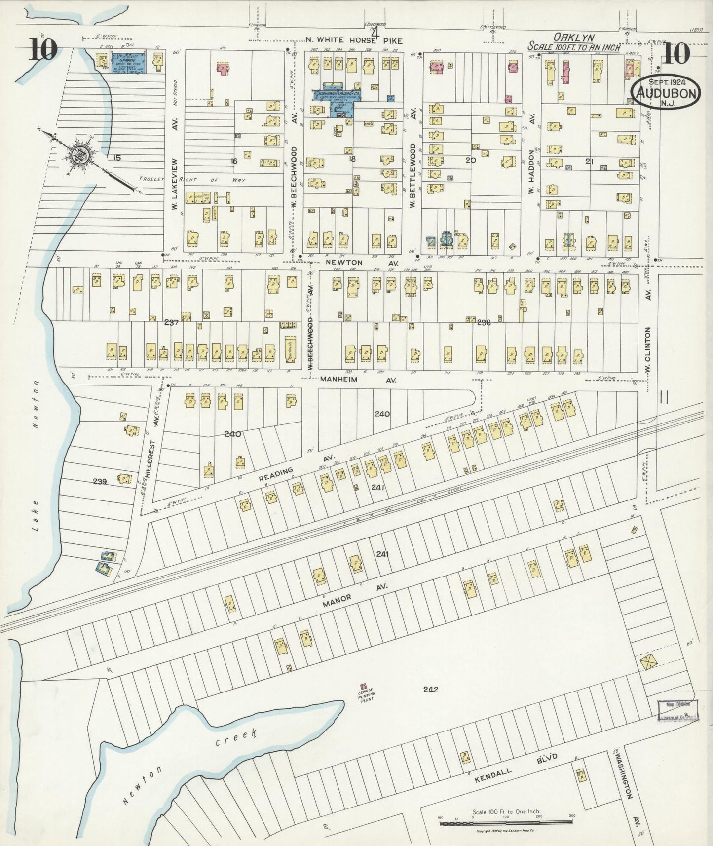 Sanborn Fire Insurance Map from Audubon, Camden County, New Jersey (1924), Sheet #0010 - Complete Map Set gallery image, historic Sanborn map, vintage wall art, New Jersey New Jersey