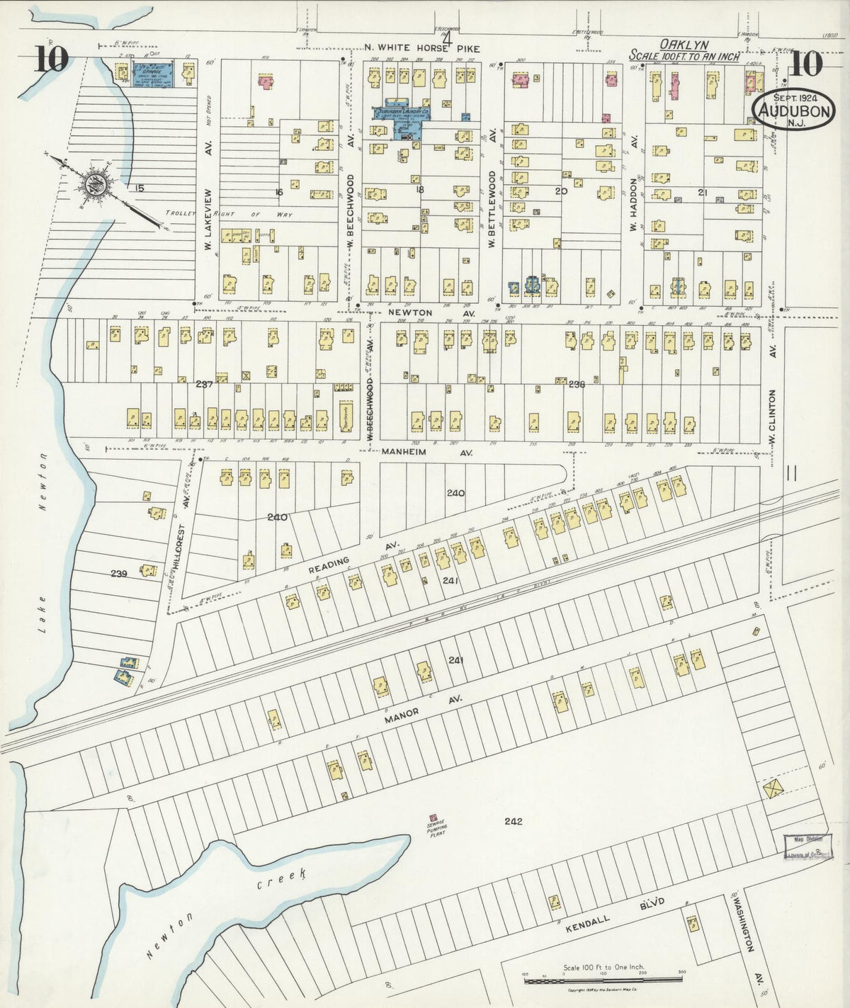Sanborn Fire Insurance Map from Audubon, Camden County, New Jersey (1924), Sheet #0010 - Complete Map Set gallery image, historic Sanborn map, vintage wall art, New Jersey New Jersey