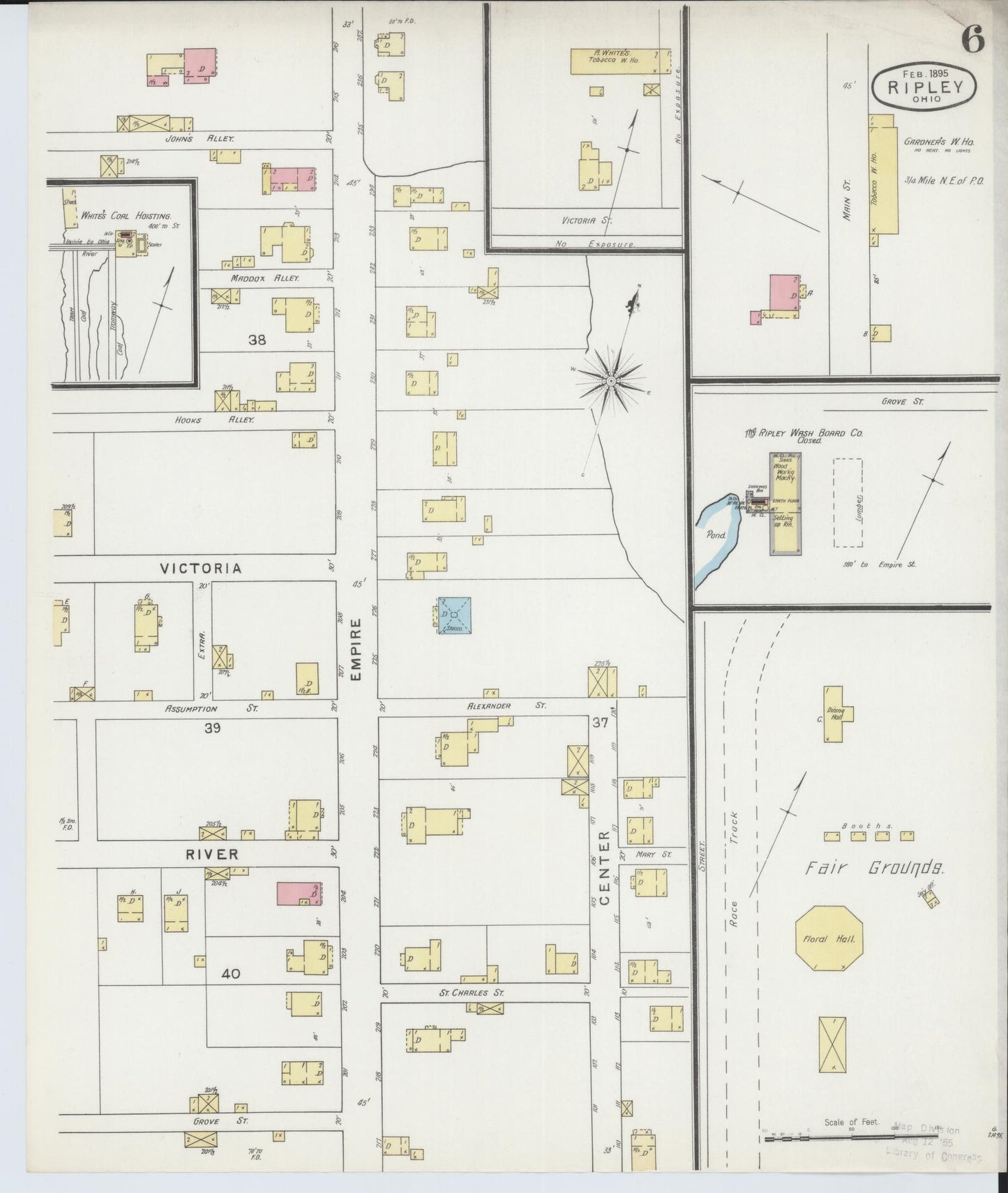 Sanborn Fire Insurance Map from Ripley, Brown County, Ohio (1895), Sheet #0006 - Historic Sanborn Fire Insurance Map Print, vintage old map wall art, antique decor, genealogy gift, Ohio Ohio map