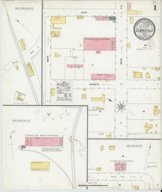 Sanborn Fire Insurance Map from Clarksville, Mecklenburg County, Virginia (1902), Sheet #0001 - Complete Map Set gallery image, historic Sanborn map, vintage wall art, Virginia Virginia