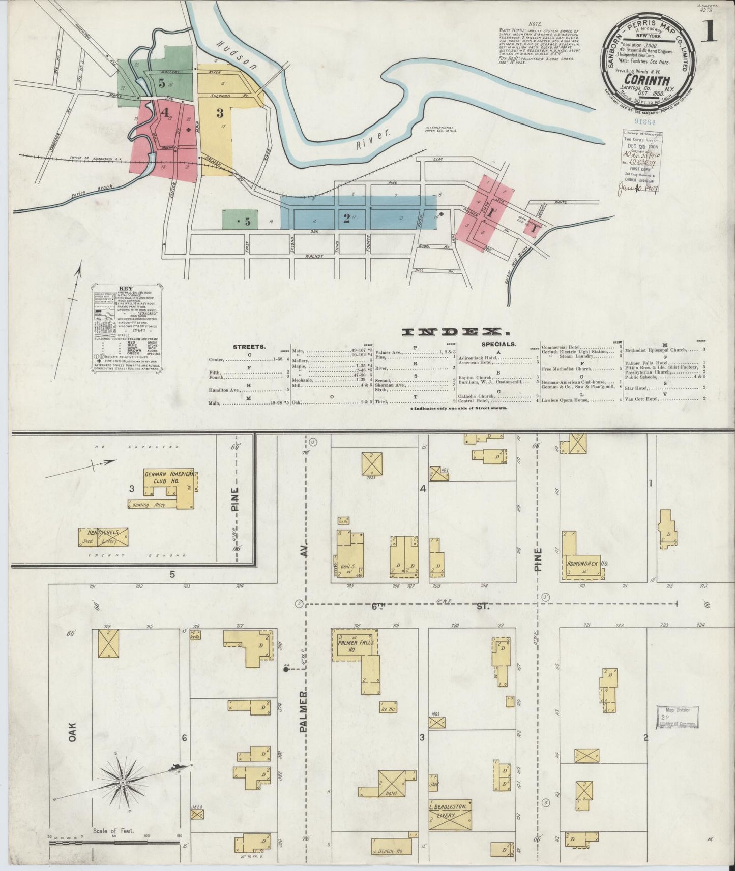 Sanborn Fire Insurance Map from Corinth, Saratoga County, New York. (1900) – Historic Sanborn Fire Insurance Map Print