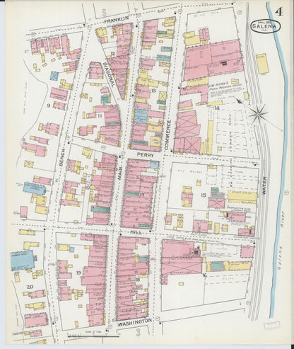 Sanborn Fire Insurance Map from Galena, Jo Daviess County, Illinois (1893), Sheet #0004 - Historic Sanborn Fire Insurance Map Print, vintage old map wall art, antique decor, genealogy gift, Illinois Illinois map
