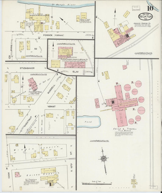Sanborn Fire Insurance Map from Decatur, Adams County, Indiana (1914), Sheet #0010 - Historic Sanborn Fire Insurance Map Print, vintage old map wall art, antique decor, genealogy gift, Indiana Indiana map