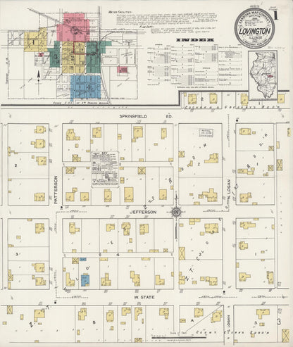 Sanborn Fire Insurance Map from Lovington, Moultrie County, Illinois (1922), Sheet #0001 - Complete Map Set gallery image, historic Sanborn map, vintage wall art, Illinois Illinois