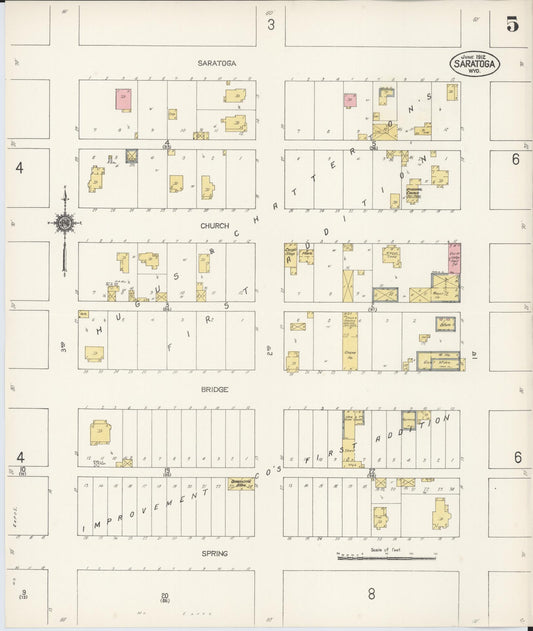 Sanborn Fire Insurance Map from Saratoga, Carbon County, Wyoming (1912), Sheet #0005 - Historic Sanborn Fire Insurance Map Print, vintage old map wall art, antique decor, genealogy gift, Wyoming Wyoming map