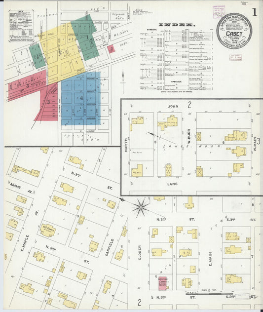 Sanborn Fire Insurance Map from Casey, Clark County, Illinois (1906), Sheet #0001 - Historic Sanborn Fire Insurance Map Print, vintage old map wall art, antique decor, genealogy gift, Illinois Illinois map