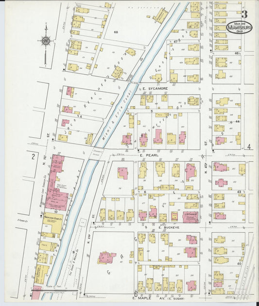 Sanborn Fire Insurance Map from Miamisburg, Montgomery County, Ohio (1919), Sheet #0003 - Historic Sanborn Fire Insurance Map Print, vintage old map wall art, antique decor, genealogy gift, Ohio Ohio map