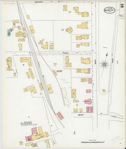 Sanborn Fire Insurance Map from Newport, Sullivan County, New Hampshire (1904), Sheet #0002 - Historic Sanborn Fire Insurance Map Print, vintage old map wall art, antique decor, genealogy gift, New Hampshire New Hampshire map