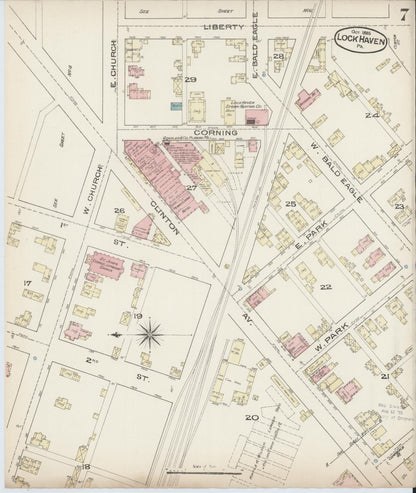 Sanborn Fire Insurance Map from Lock Haven, Clinton County, Pennsylvania (1885), Sheet #0007 - Historic Sanborn Fire Insurance Map Print, vintage old map wall art, antique decor, genealogy gift, Pennsylvania Pennsylvania map