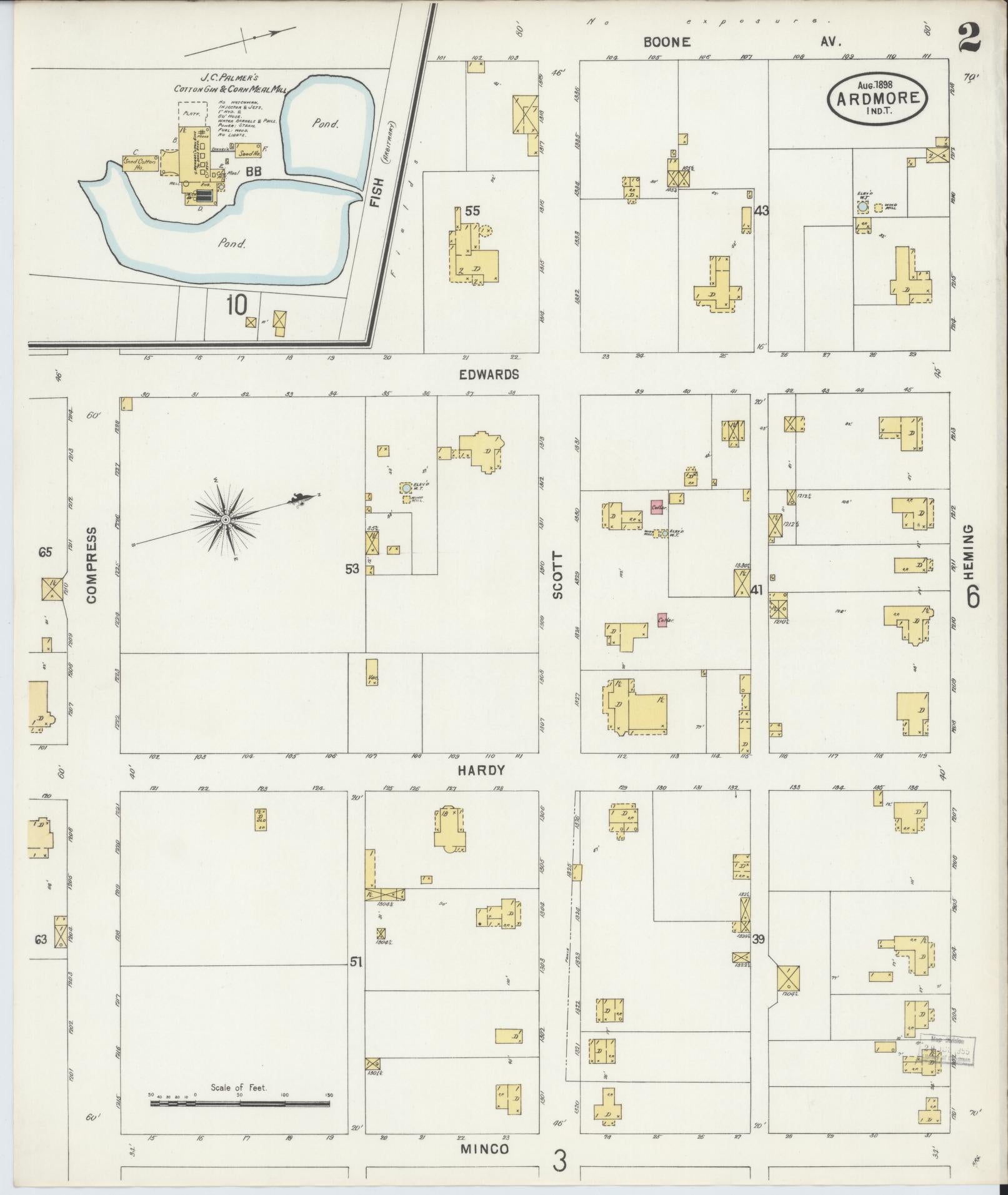 Sanborn Fire Insurance Map from Ardmore, Carter County, Oklahoma (1898), Sheet #0002 - Complete Map Set gallery image, historic Sanborn map, vintage wall art, Oklahoma Oklahoma