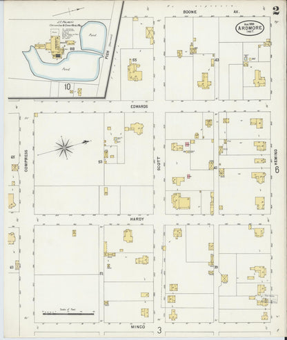 Sanborn Fire Insurance Map from Ardmore, Carter County, Oklahoma (1898), Sheet #0002 - Complete Map Set gallery image, historic Sanborn map, vintage wall art, Oklahoma Oklahoma