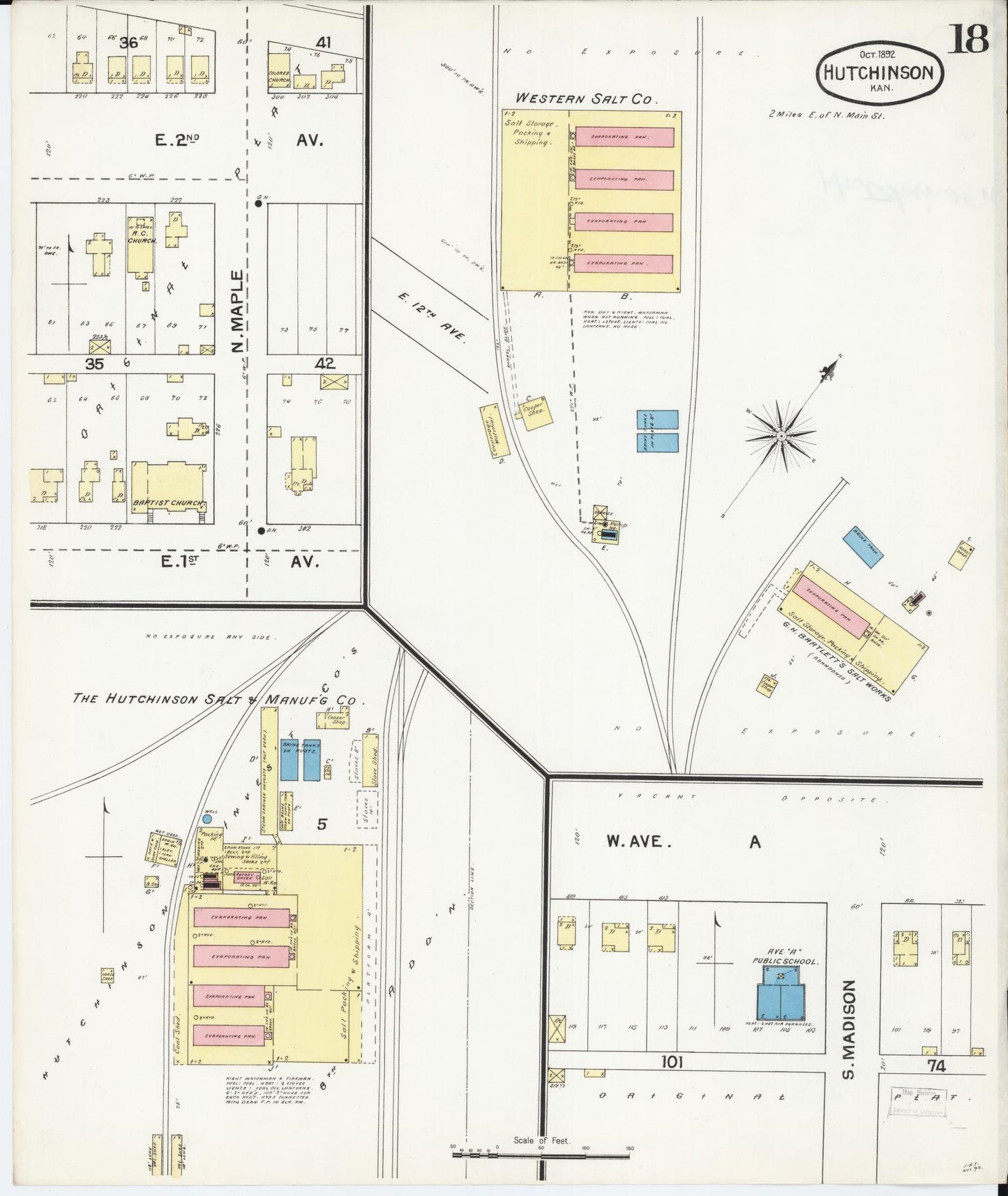 Sanborn Fire Insurance Map from Hutchinson, Reno County, Kansas (1892), Sheet #0018 - Historic Sanborn Fire Insurance Map Print, vintage old map wall art, antique decor, genealogy gift, Kansas Kansas map