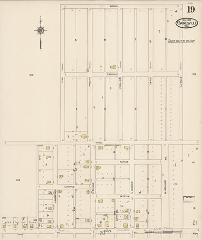 Sanborn Fire Insurance Map from Gainesville, Cooke County, Texas (1922), Sheet #0019 - Complete Map Set gallery image, historic Sanborn map, vintage wall art, Texas Texas