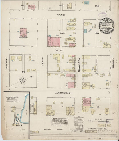 Sanborn Fire Insurance Map from Groesbeck, Limestone County, Texas (1885), Sheet #0001 - Historic Sanborn Fire Insurance Map Print, vintage old map wall art, antique decor, genealogy gift, Texas Texas map