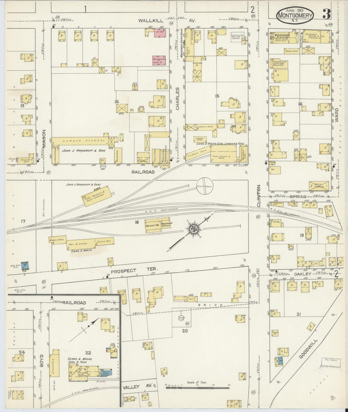 Sanborn Fire Insurance Map from Montgomery, Orange County, New York (1913), Sheet #0003 - Complete Map Set gallery image, historic Sanborn map, vintage wall art, New York New York