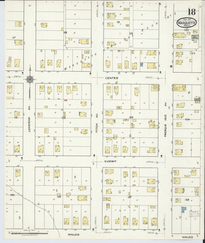 Sanborn Fire Insurance Map from Marquette, Marquette County, Michigan (1917), Sheet #0018 - Historic Sanborn Fire Insurance Map Print, vintage old map wall art, antique decor, genealogy gift, Michigan Michigan map